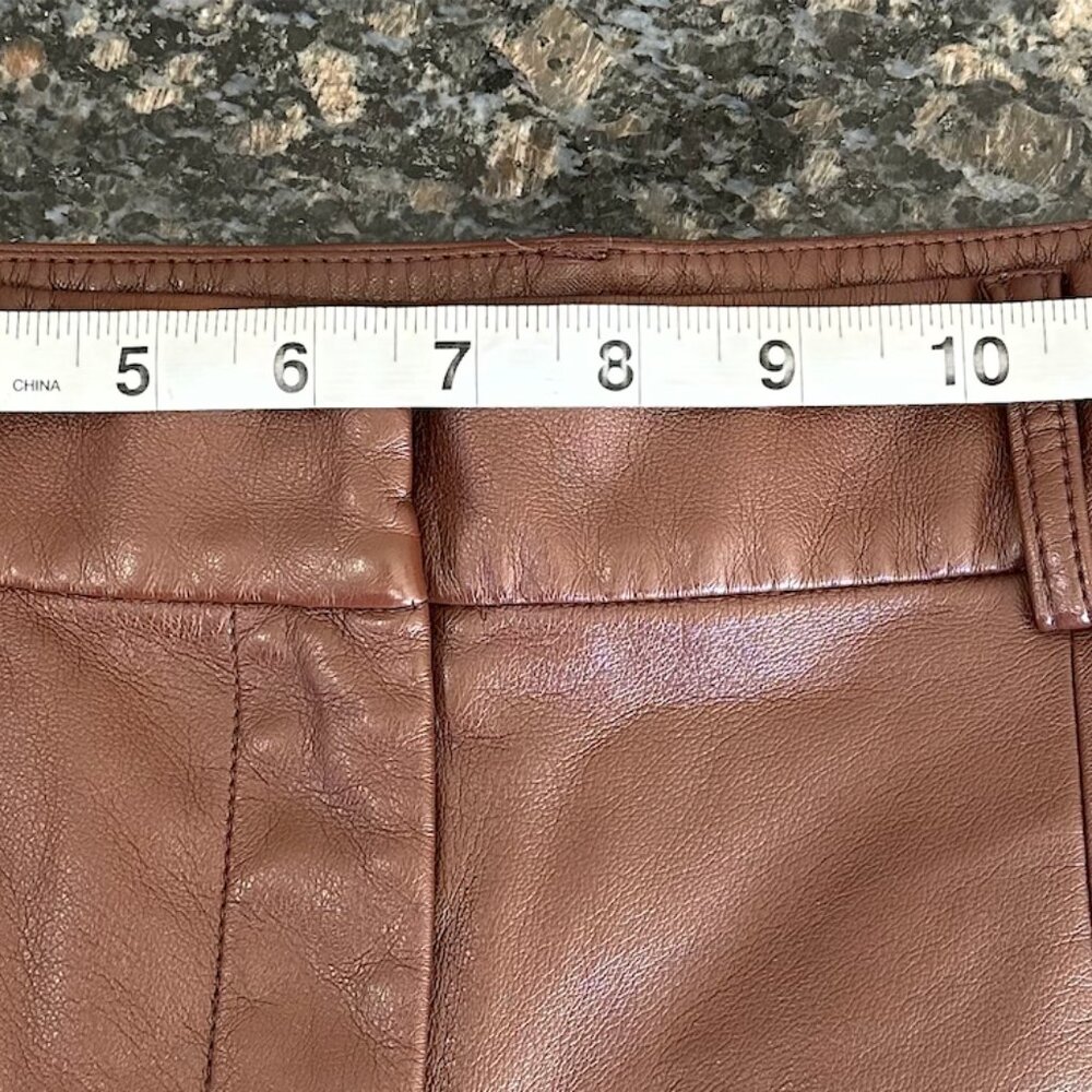 Woven Cropped Jacket and Faux Leather Culotte Pants Set - Brown/Tan - Picture 11 of 12